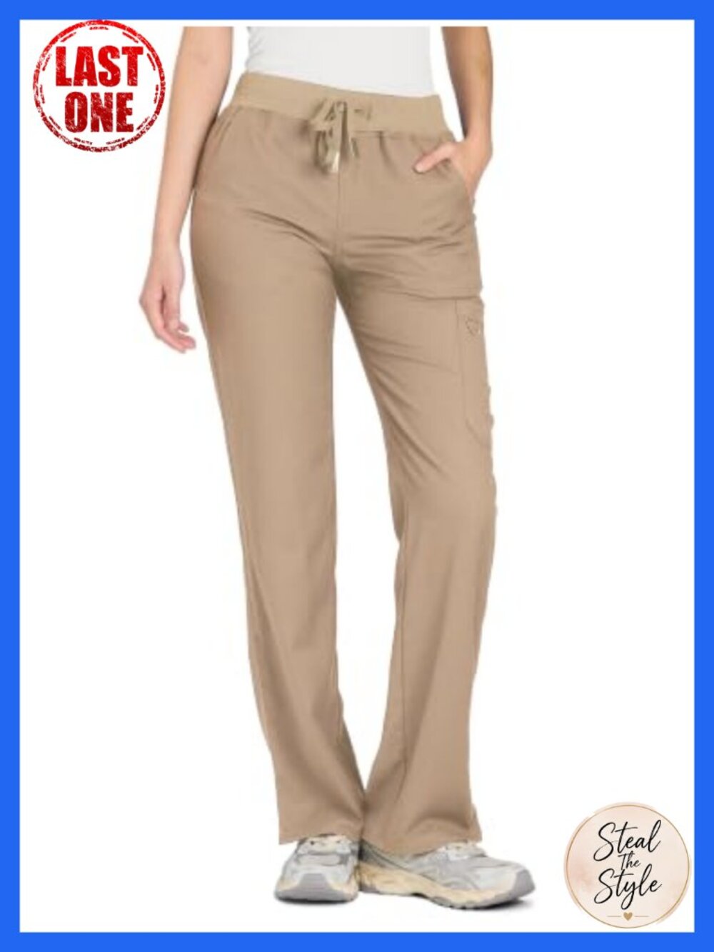 Women's Straight-Leg Cargo Scrub Pants Polyester Blend Medical Bottoms